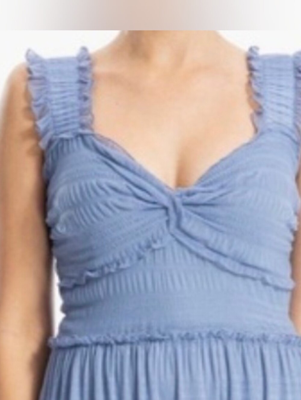 NWT - Max Studio Romantic Ruffled Tiered Smocked Back Stretch Midi Dress -Size M